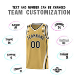 Custom Old Gold Shoulders Star Pattern Side Color Block Sports Uniform Basketball Jersey