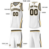 Custom White Shoulders Star Pattern Side Color Block Sports Uniform Basketball Jersey