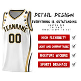 Custom White Shoulders Star Pattern Side Color Block Sports Uniform Basketball Jersey