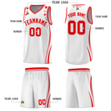 Custom White Shoulders Star Pattern Side Color Block Sports Uniform Basketball Jersey