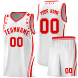 Custom White Shoulders Star Pattern Side Color Block Sports Uniform Basketball Jersey