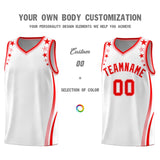 Custom White Shoulders Star Pattern Side Color Block Sports Uniform Basketball Jersey