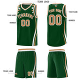 Custom Green Shoulders Star Pattern Side Color Block Sports Uniform Basketball Jersey