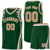 Custom Green Shoulders Star Pattern Side Color Block Sports Uniform Basketball Jersey
