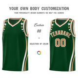 Custom Green Shoulders Star Pattern Side Color Block Sports Uniform Basketball Jersey