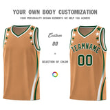 Custom Light Brown Shoulders Star Pattern Side Color Block Sports Uniform Basketball Jersey