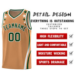 Custom Light Brown Shoulders Star Pattern Side Color Block Sports Uniform Basketball Jersey
