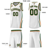 Custom White Shoulders Star Pattern Side Color Block Sports Uniform Basketball Jersey