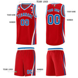 Custom Red Shoulders Star Pattern Side Color Block Sports Uniform Basketball Jersey