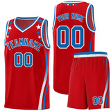 Custom Red Shoulders Star Pattern Side Color Block Sports Uniform Basketball Jersey