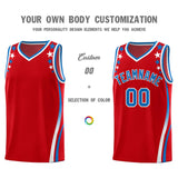 Custom Red Shoulders Star Pattern Side Color Block Sports Uniform Basketball Jersey