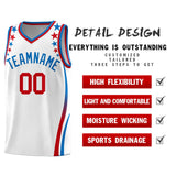 Custom White Shoulders Star Pattern Side Color Block Sports Uniform Basketball Jersey