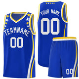 Custom Royal Shoulders Star Pattern Side Color Block Sports Uniform Basketball Jersey