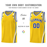 Custom Gold Shoulders Star Pattern Side Color Block Sports Uniform Basketball Jersey
