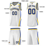 Custom White Shoulders Star Pattern Side Color Block Sports Uniform Basketball Jersey