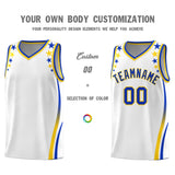 Custom White Shoulders Star Pattern Side Color Block Sports Uniform Basketball Jersey