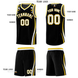 Custom Black Shoulders Star Pattern Side Color Block Sports Uniform Basketball Jersey