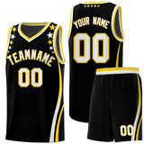 Custom Black Shoulders Star Pattern Side Color Block Sports Uniform Basketball Jersey