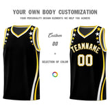 Custom Black Shoulders Star Pattern Side Color Block Sports Uniform Basketball Jersey