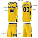 Custom Gold Shoulders Star Pattern Side Color Block Sports Uniform Basketball Jersey