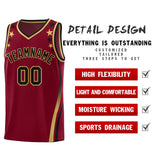 Custom Crimson Shoulders Star Pattern Side Color Block Sports Uniform Basketball Jersey
