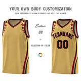 Custom Old Gold Shoulders Star Pattern Side Color Block Sports Uniform Basketball Jersey