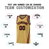 Custom Old Gold Shoulders Star Pattern Side Color Block Sports Uniform Basketball Jersey