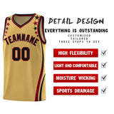 Custom Old Gold Shoulders Star Pattern Side Color Block Sports Uniform Basketball Jersey