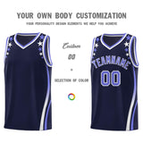 Custom Navy Shoulders Star Pattern Side Color Block Sports Uniform Basketball Jersey