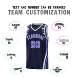 Custom Navy Shoulders Star Pattern Side Color Block Sports Uniform Basketball Jersey