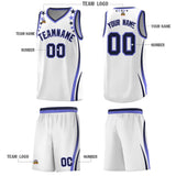 Custom White Shoulders Star Pattern Side Color Block Sports Uniform Basketball Jersey