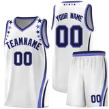 Custom White Shoulders Star Pattern Side Color Block Sports Uniform Basketball Jersey