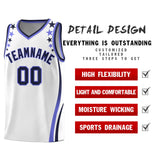 Custom White Shoulders Star Pattern Side Color Block Sports Uniform Basketball Jersey