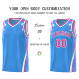 Custom Light Blue Shoulders Star Pattern Side Color Block Sports Uniform Basketball Jersey