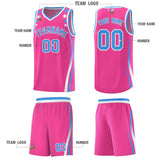 Custom Pink Shoulders Star Pattern Side Color Block Sports Uniform Basketball Jersey