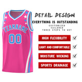 Custom Pink Shoulders Star Pattern Side Color Block Sports Uniform Basketball Jersey