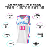 Custom White Shoulders Star Pattern Side Color Block Sports Uniform Basketball Jersey