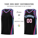 Custom Black Shoulders Star Pattern Side Color Block Sports Uniform Basketball Jersey