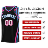 Custom Black Shoulders Star Pattern Side Color Block Sports Uniform Basketball Jersey