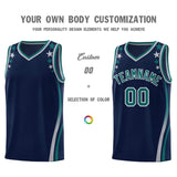 Custom Navy Shoulders Star Pattern Side Color Block Sports Uniform Basketball Jersey