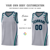 Custom Gray Shoulders Star Pattern Side Color Block Sports Uniform Basketball Jersey