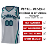 Custom Gray Shoulders Star Pattern Side Color Block Sports Uniform Basketball Jersey