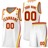 Custom White Shoulders Star Pattern Side Color Block Sports Uniform Basketball Jersey