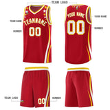 Custom Red Shoulders Star Pattern Side Color Block Sports Uniform Basketball Jersey