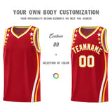 Custom Red Shoulders Star Pattern Side Color Block Sports Uniform Basketball Jersey