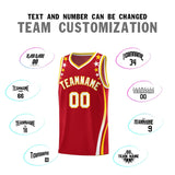 Custom Red Shoulders Star Pattern Side Color Block Sports Uniform Basketball Jersey