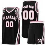 Custom Black Shoulders Star Pattern Side Color Block Sports Uniform Basketball Jersey