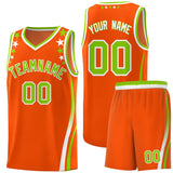 Custom Orange Shoulders Star Pattern Side Color Block Sports Uniform Basketball Jersey