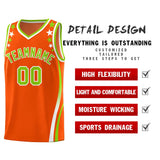 Custom Orange Shoulders Star Pattern Side Color Block Sports Uniform Basketball Jersey