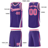 Custom Purple Shoulders Star Pattern Side Color Block Sports Uniform Basketball Jersey
